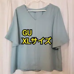 GU Vネック XLサイズ フレアスリーブ ブラウス