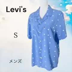 Levi’s メンズ 半袖開襟シャツ【S】ドット 青のサムネイル