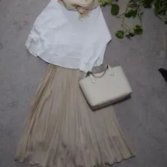 UNITEDARROWS　ベージュ プリーツロングスカート