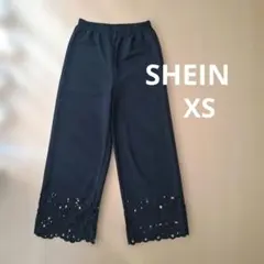 SHEIN ブラック カジュアルパンツ XS 黒のレース裾パンツのサムネイル