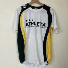 ATHLETA スポーツシャツ M ホワイト/グリーン/イエロー