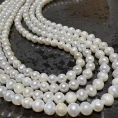 「C6244」淡水パール　淡水本真珠　ホワイト　約5-5.5mm 1連