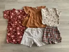 女の子夏服まとめ売り　半袖　ショートパンツ　甚平　テータテート 90