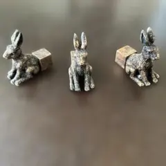 ウサギ 置物 3体セット 金属製 - メルカリ