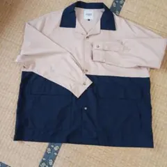 33 DEGREES ベージュ ネイビー Mサイズ ボタン付きシャツ
