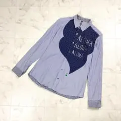 美品 FRAPBOIS パッチワーク総柄シャツ ブルー サイズ2*JD188のサムネイル