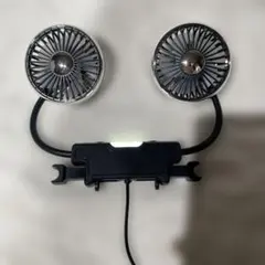 【新品】車用扇風機 ツインファン ヘッドレスト取付 USB給電 LEDライト