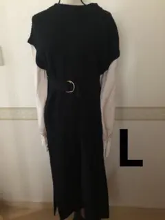 ジーラ❤︎黒 ニットドッキングワンピース ベルト付き新品未使用タグ付L
