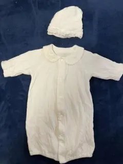 新生児　ホワイトセレモニースーツ 退院着　50-60cm 帽子付き