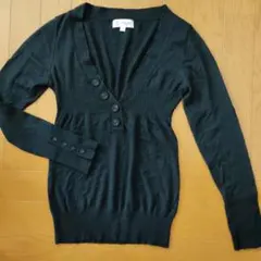 MICHEL KLEIN ブラック Vネックニット 38