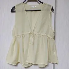 しまむら　リボンベスト　ジレ　イエロー　Ｌ