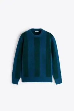 ZARA 青緑ストライプ ニット L