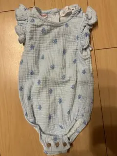 ZARA ベビー　水色 花柄 ロンパース 9-12ヶ月　80センチ