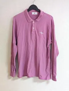 Polo Club ポロシャツ 長袖 ピンク L 刺繍ロゴ メンズ 古着