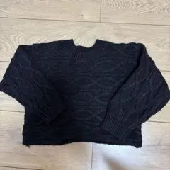 petit main ケーブル編みセーター 110 黒