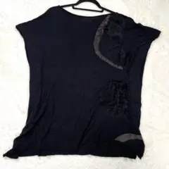 GIANNI LO GIUDICE ミラノ ニットカットソー チュニック風 黒のサムネイル