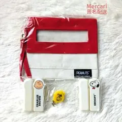 【未使用】PEANUTS スヌーピー 収納ポーチ 印鑑ケース 朱肉 4点セット