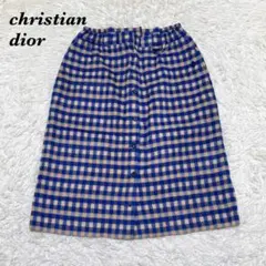 christian dior ウール ひざ丈スカート L ブルーのサムネイル