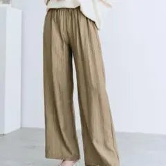 maviruリラックスワッシャー　ワイドパンツ　ダークベージュ　M