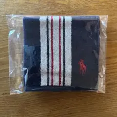 ポロ馬刺繍入りネイビーハンカチ