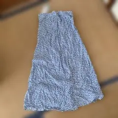H&M 裏地なし　ブルー花柄ロングスカート