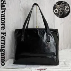 美品♡保存袋付♡サルヴァトーレ フェラガモ ロゴ 総柄 ガンチーニ トートバッグ