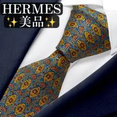 極美品✨HERMES ネクタイ エルメス 花柄 フラワー 可愛い シルク