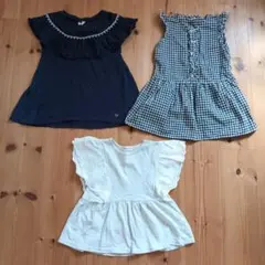 キッズ服 トップス 3点セット ネイビー グレー チェック