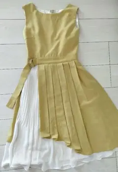 【MERCURYDUO】異素材プリーツ切替ワンピース