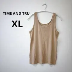 タイムアンドトゥ タンクトップ Uネック リブ XL 茶 綿 インナーのサムネイル