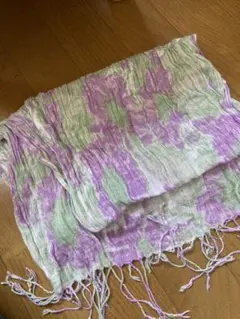 スカーフ　コムサ イズム　バイオレット　紫　花模様