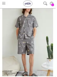 新品 ジェラートピケ スヌーピー メンズ パジャマ ルームウェア 上下セット