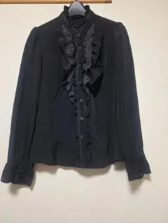 フリルブラウス 黒