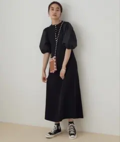 アダムエロペ　ボタンディティールワンピース　ブラックのサムネイル