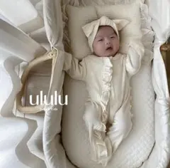 ululu 新生児フリルカバーオール ロンパース アイボリー
