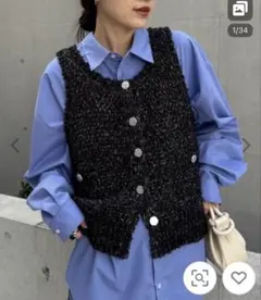 チャオパニック　黒　ニットベスト ONE SIZE