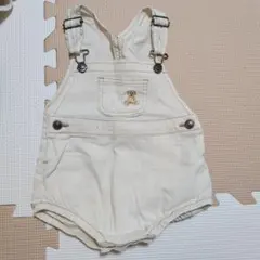 アイボリー テディベア刺繍 オーバーオール