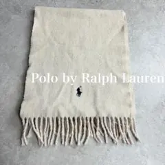 ポロラルフローレン　イタリア製 ウールマフラー　オフホワイト　ポニー　刺繍タグ