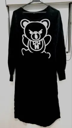 HYSTERIC GLAMOUR ファックベア スウェットロングワンピース　黒