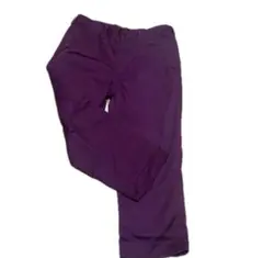 紫色 ストレートパンツ ボタン式ウエスト