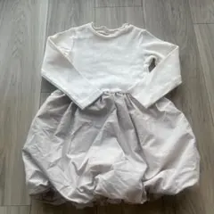 ☆極美品☆プティマイン　長袖ワンピース　100サイズ　ホワイト✖️ベージュ