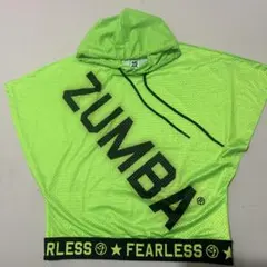 【最終値下げ！】　ZUMBA フード付きメッシュトップス 蛍光グリーン