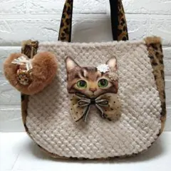 コヤンイサムチョン☆ラウンドトートバッグ　もこもこボア　ヒョウ柄ボア　サンダー