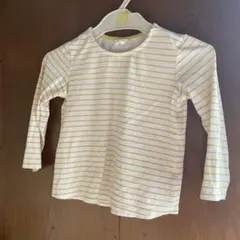 H&M 白/黄色ストライプ 長袖Tシャツ 92