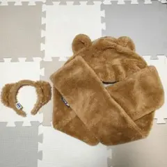 ディズニーシー　ダッフィー　フード付きマフラー　カチューシャ