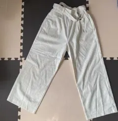 Heather ベルト付きワイドパンツ ホワイトストライプ