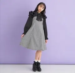 専用 美品メゾピアノジュニア ボウタイドッキングワンピース 160cm