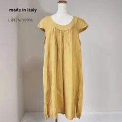美品⁂リゼッタ⁂五分袖 ロングワンピース リネン100% ゆったり フレア M