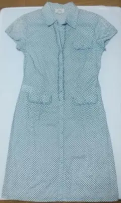 水玉模様 半袖シャツワンピース コットン100%