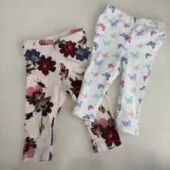 OLD NAVY 女の子 80cm レギンス 2本セット 花柄 蝶々柄 フリル